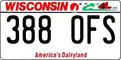WI license plate 388OFS