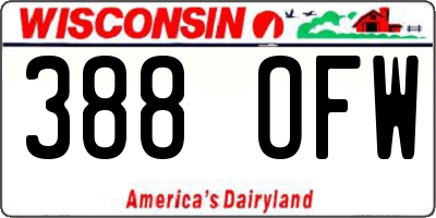 WI license plate 388OFW