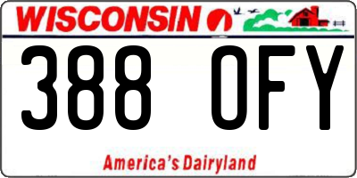 WI license plate 388OFY