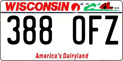 WI license plate 388OFZ
