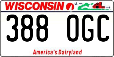 WI license plate 388OGC