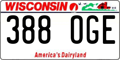 WI license plate 388OGE