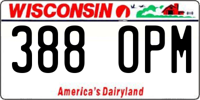 WI license plate 388OPM
