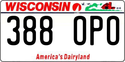 WI license plate 388OPO