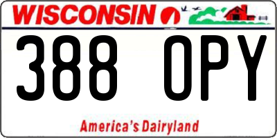 WI license plate 388OPY