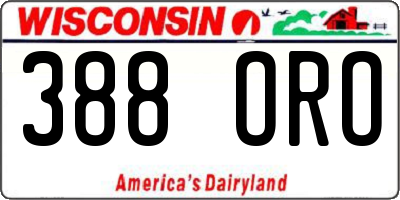 WI license plate 388ORO
