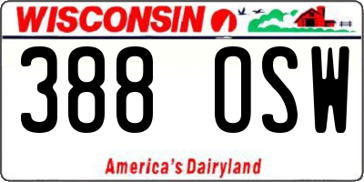 WI license plate 388OSW