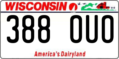 WI license plate 388OUO
