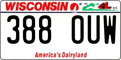 WI license plate 388OUW