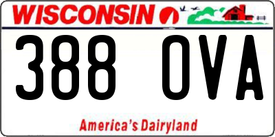 WI license plate 388OVA