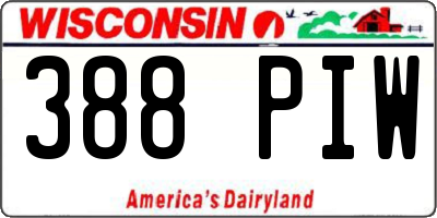 WI license plate 388PIW