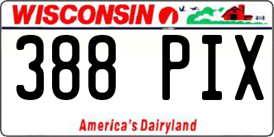 WI license plate 388PIX