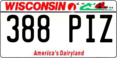 WI license plate 388PIZ
