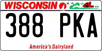 WI license plate 388PKA
