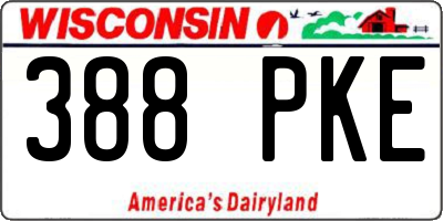WI license plate 388PKE
