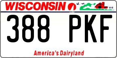 WI license plate 388PKF
