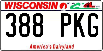 WI license plate 388PKG