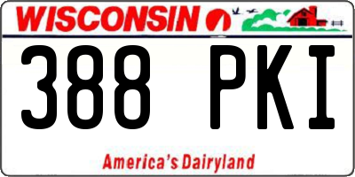 WI license plate 388PKI
