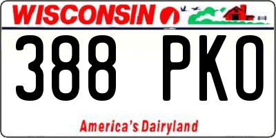 WI license plate 388PKO