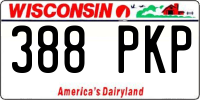 WI license plate 388PKP