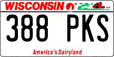 WI license plate 388PKS