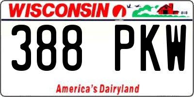 WI license plate 388PKW