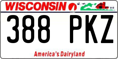WI license plate 388PKZ