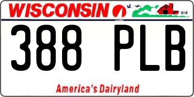 WI license plate 388PLB