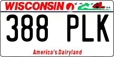 WI license plate 388PLK