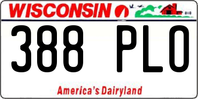 WI license plate 388PLO