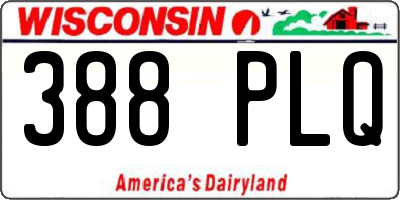 WI license plate 388PLQ
