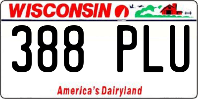 WI license plate 388PLU