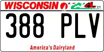 WI license plate 388PLV