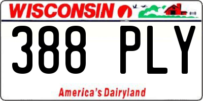 WI license plate 388PLY