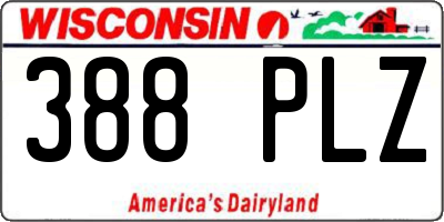 WI license plate 388PLZ