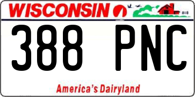 WI license plate 388PNC