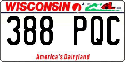 WI license plate 388PQC