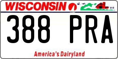 WI license plate 388PRA