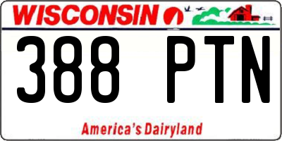 WI license plate 388PTN
