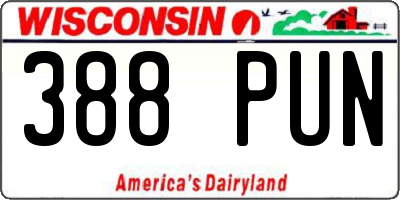 WI license plate 388PUN