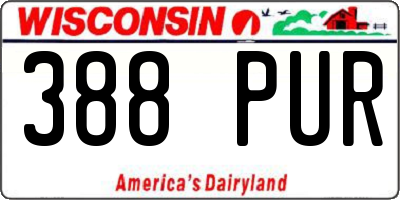 WI license plate 388PUR