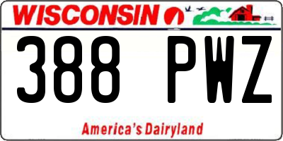 WI license plate 388PWZ