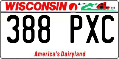 WI license plate 388PXC