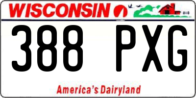 WI license plate 388PXG