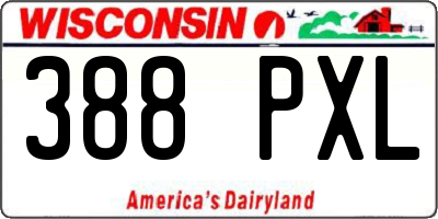 WI license plate 388PXL