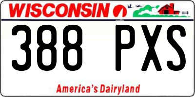 WI license plate 388PXS