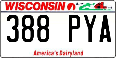 WI license plate 388PYA
