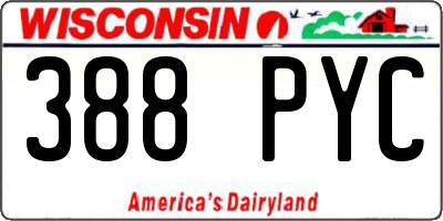 WI license plate 388PYC