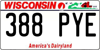 WI license plate 388PYE