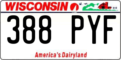 WI license plate 388PYF